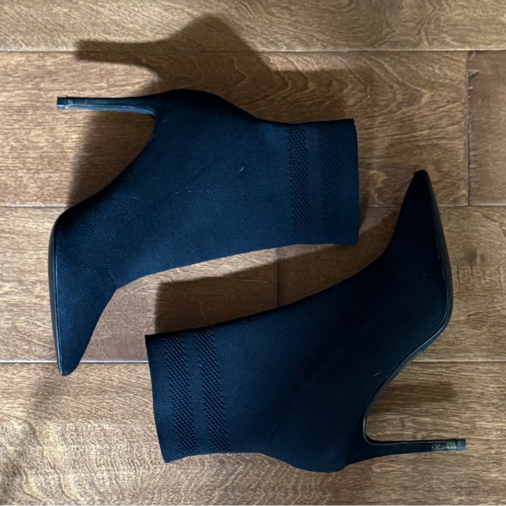Steve Madden Black Stiletto Sock Ankle Boots
